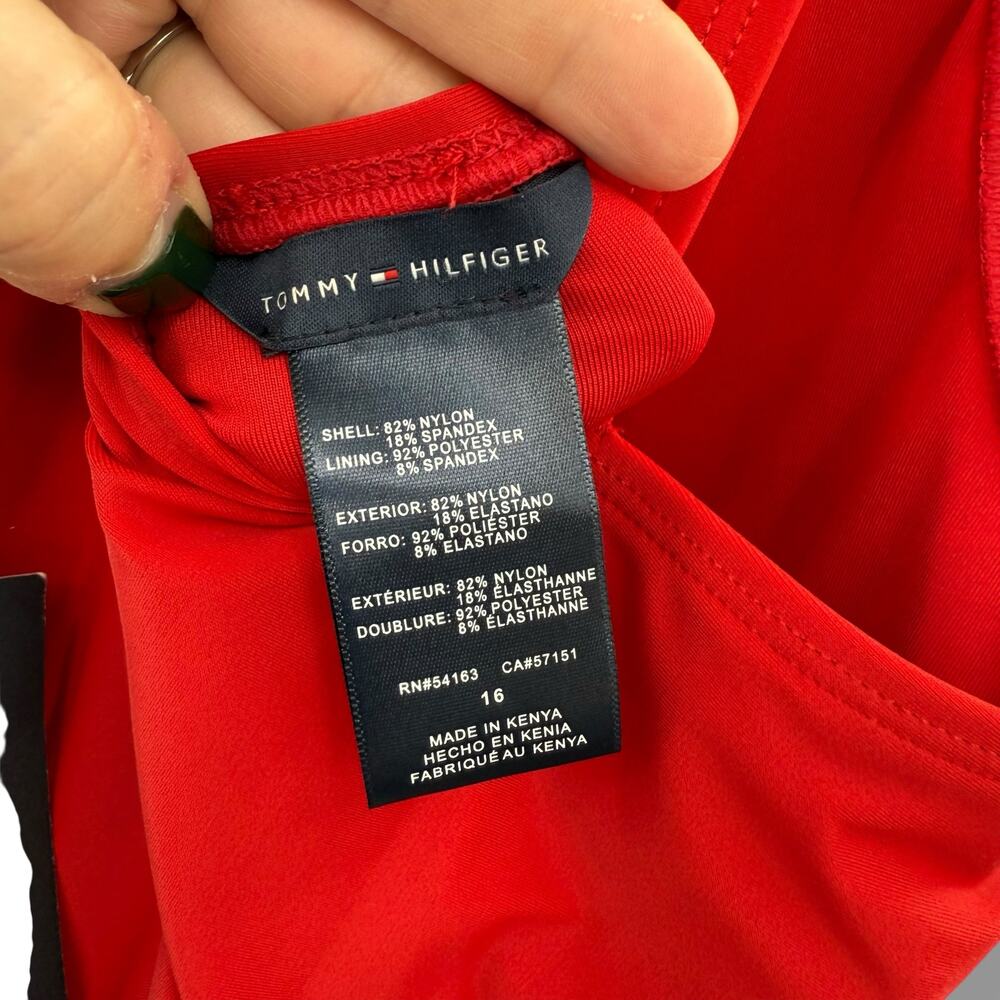 NEW Tommy Hilfiger Red One Piece Swimsuit Size 16 Red Center Ring Full Coverage - Picture 7 of 9